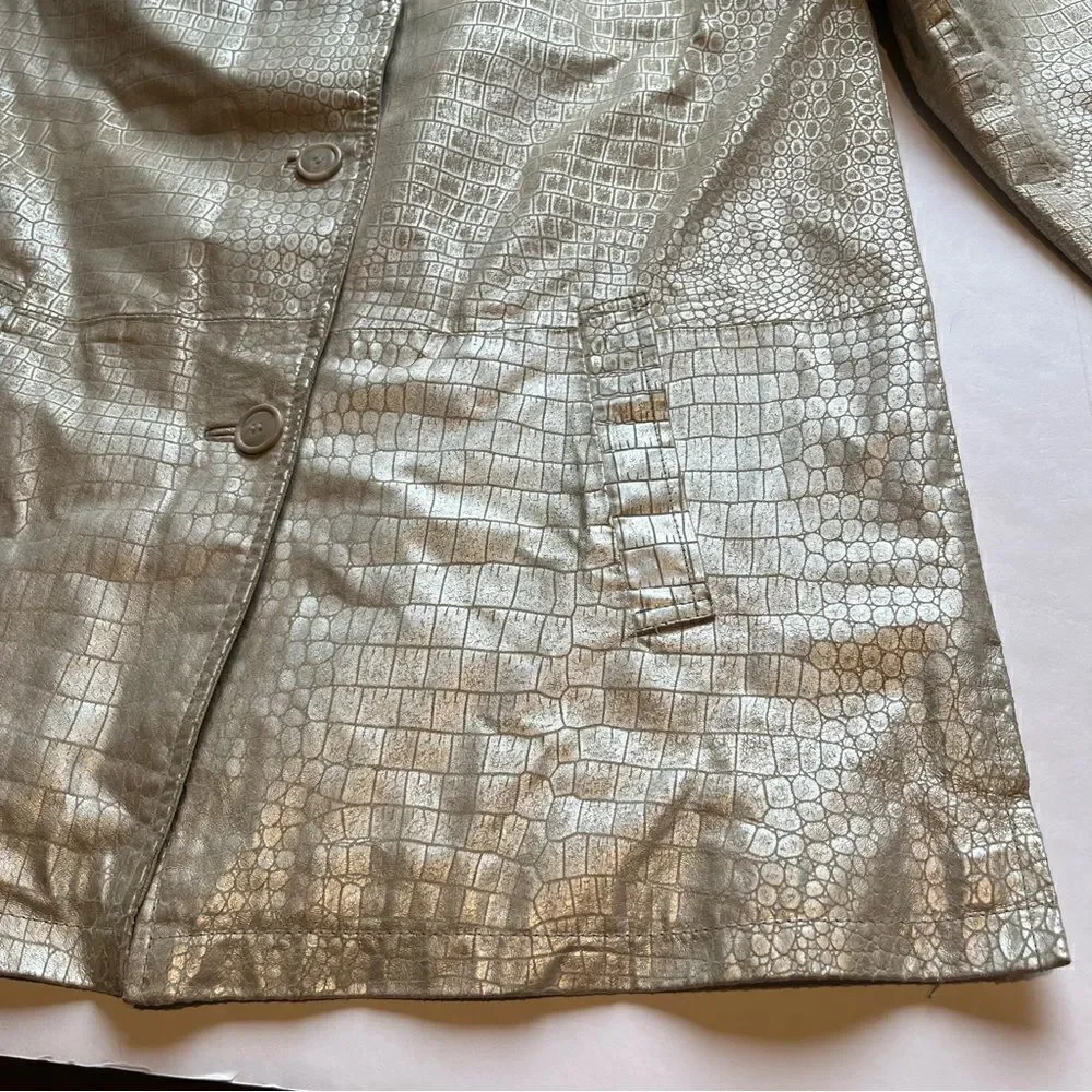 Irvine Park Women's Leather Coat Textured Cream Color Size Large - Picture 9 of 10